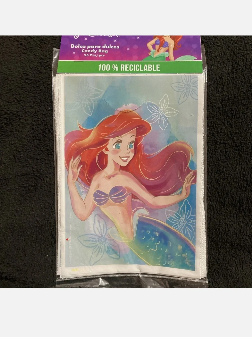 Ariel Candy Bags - green & teal Little Mermaid Party Favor Bags (25 pcs)